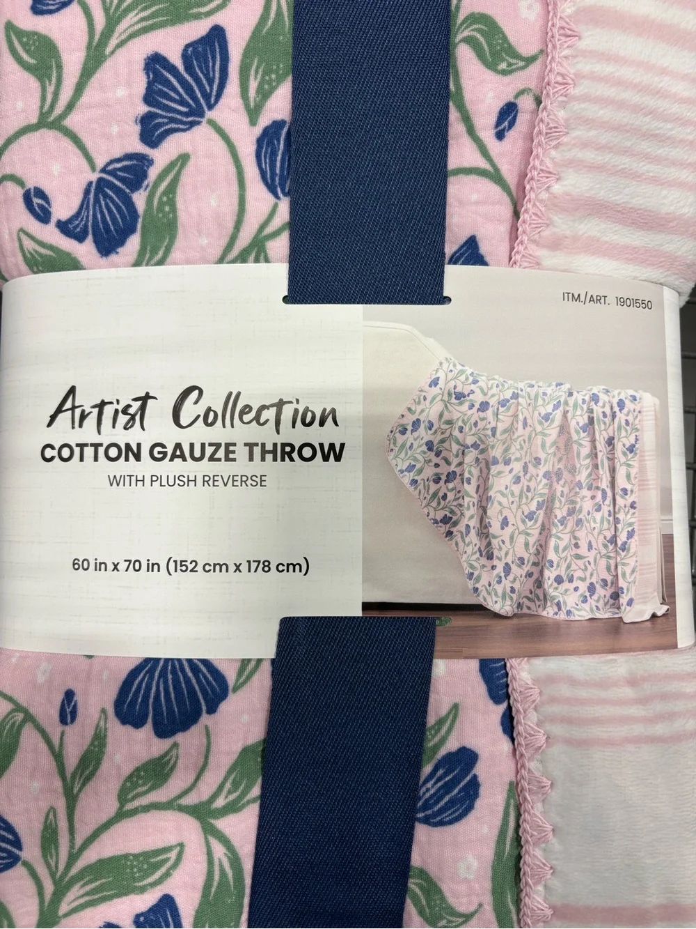Berkshire Pink Floral Cotton Gauze Throw